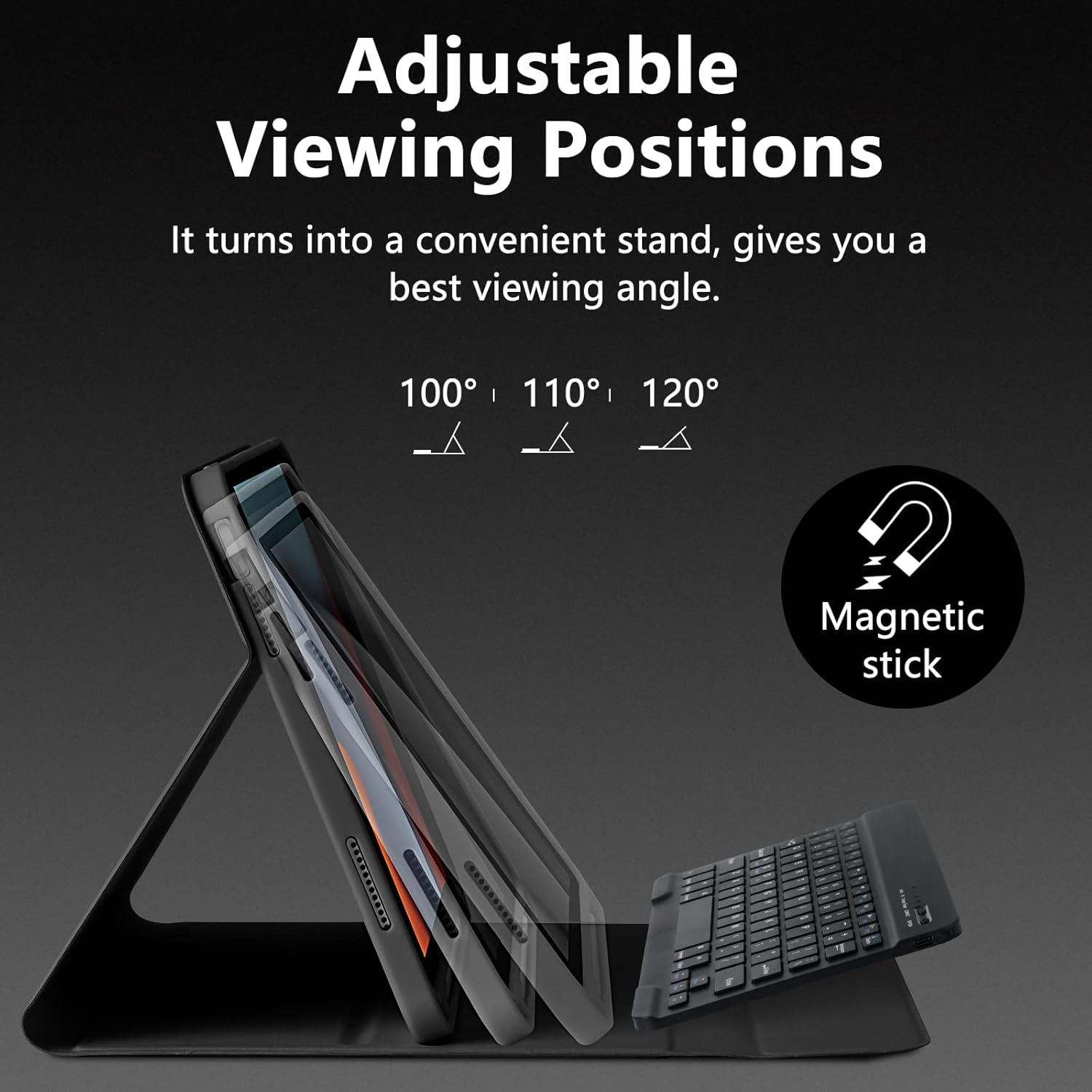 MMK for iPad 11th 10th Generation Case with Keyboard (2022, 10.9"), Wireless Detachable Keyboard, Pencil Holder for iPad 11 inch (A16 2025), 10th Gen (10.9 Inch 2022) Black