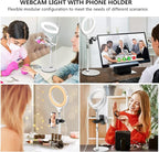 8 inch Desk Ring Light with Stand, Adjustable Computer Circle Light for Video Conference Lighting, Zoom Calls, Virtual Meeting, Video Recording, Selfie Light with Phone Holder for Streaming, Podcast