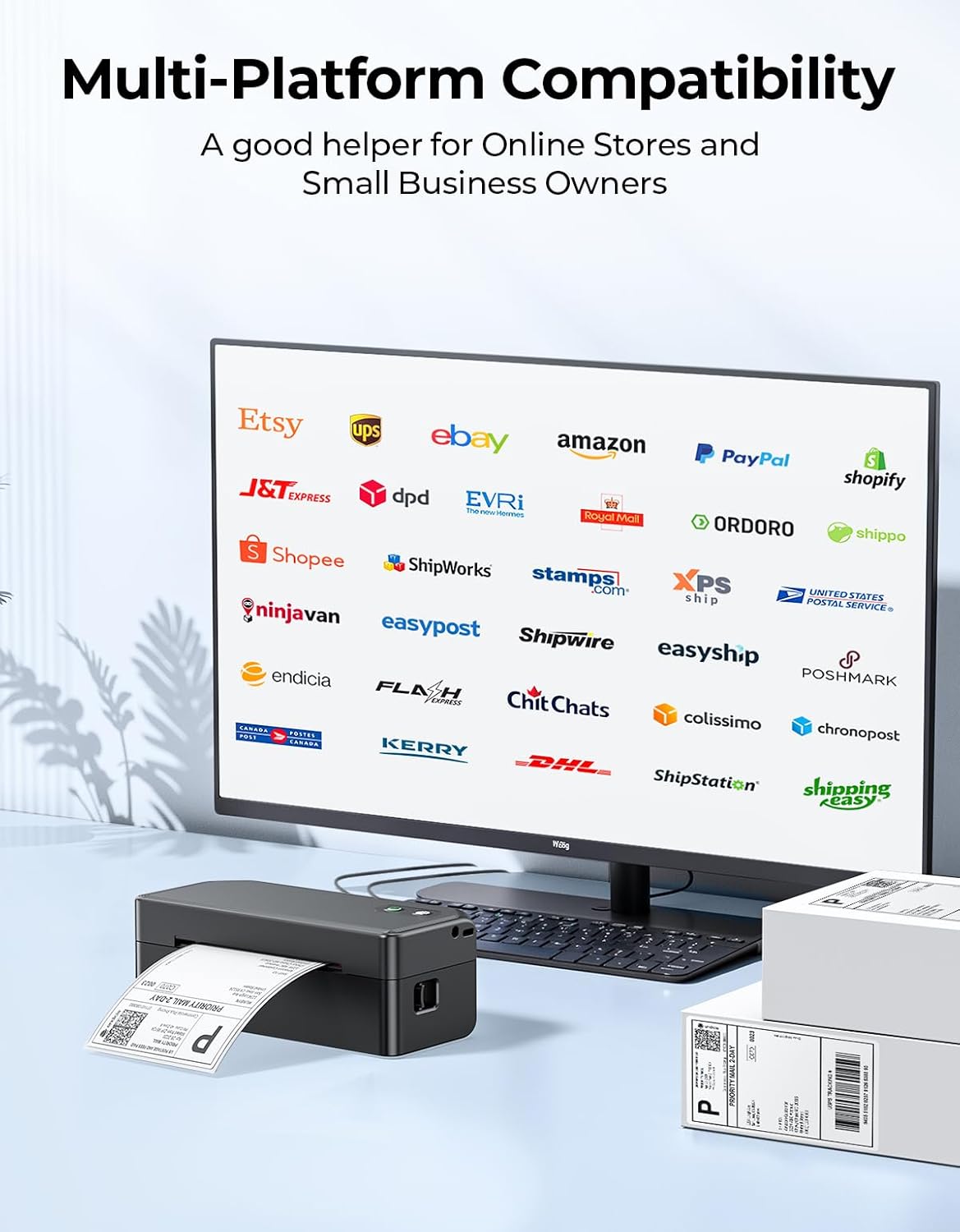 SVANTTO Y42BT Bluetooth Thermal Label Printer, 4x6 Shipping Label Printer for Small Business, Compatible with iOS, Android, Windows, Mac, Amazon, Ebay, Shopify, USPS, UPS, Etsy, Black