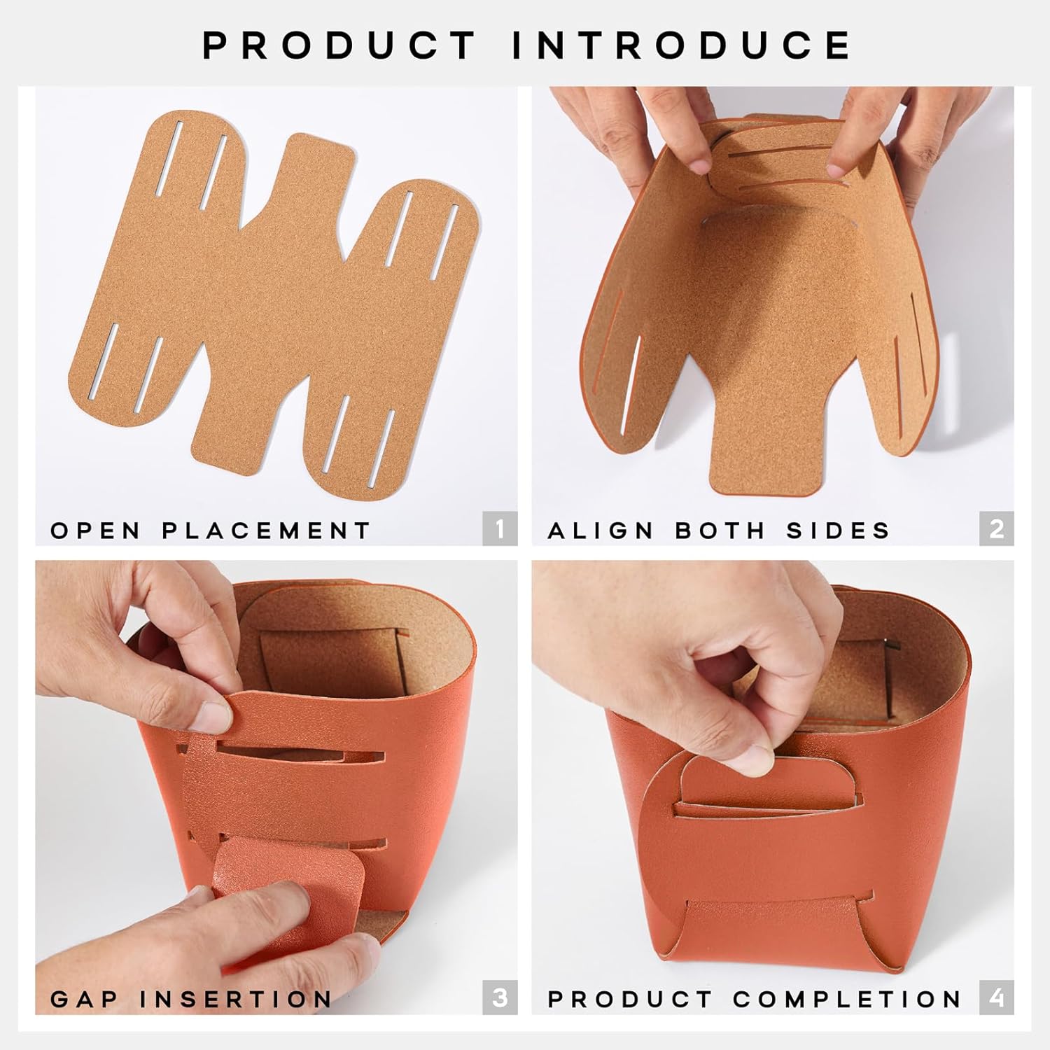 HOMIEAZICOZI 2-Pack Cork Leather Desk Accessories Storage - Pencil Pen Holder - Makeup Brush Holder Organizer - Stylish Addition to Home Decor (Orange)