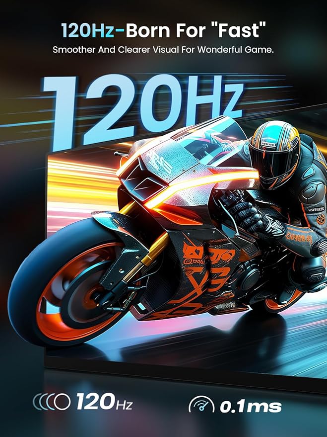 Newsoul Portable Monitor 4K, 120Hz Gaming Monitors 3840 * 2160 UHD, 100% DCI-P3, 1500:1 Contrast, FreeSync 0.1ms, Built-in Stand & Speaker, USB-C HDMI Portable Screen for Laptop, Phone, Game Console