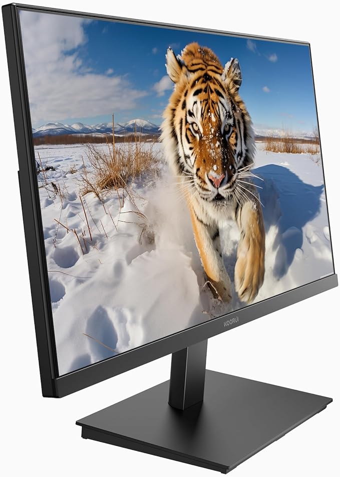 KOORUI 24 inch Monitor 120Hz, Full HD 1920 * 1080p IPS Ultra-Thin Computer Monitor, 99% SRGB Color Gamut, VESA 100 * 100mm Mountable,Tilt Adjustable,HDMI & VGA Ports,Black, E2411H