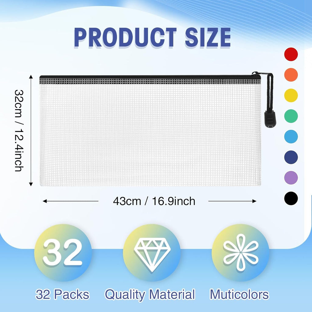 Jetec 32 Pcs Mesh Zipper Bags Toy Storage Bikini Organizer Bag Bolsas Para Guardar Trajes De Baño Waterproof Zipper Reusable Pouch Puzzle Multipurpose for Storage Office(Sweet Color,9.5 x 4.5 Inch)