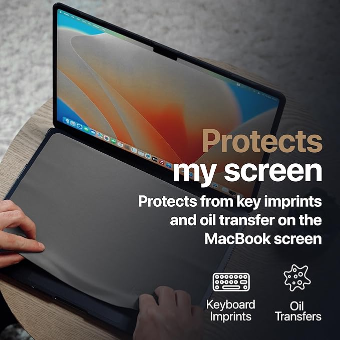 Kuzy Premium Microfiber MacBook Screen Cleaner and Keyboard Protector - Anti-Imprint Laptop Cleaning Cloth for MacBook Pro 16" and MacBook Air 15", Scratch-Free, 13 x 8.5 inches, 1 Pack - Gray