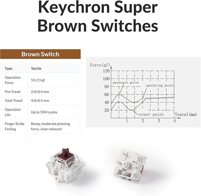 Keychron K2 75% Layout QMK Wireless and Wired Options Mechanical Keyboard Super Brown Switch, Paired with Shine-Through Double-Shot PBT Keycaps for Mac Windows-Version 3