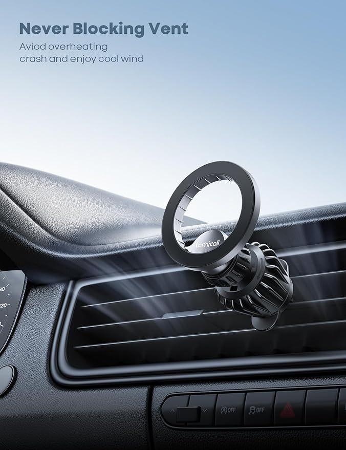 Lamicall Fits MagSafe Car Mount - [20 Super Magnets] Magnetic Car Phone Mount, Air Vent Cell Phone Holder Clip, MagSafe Accessories for iPhone 14 13 12 Pro Max Plus Mini & MagSafe Case & All Phones