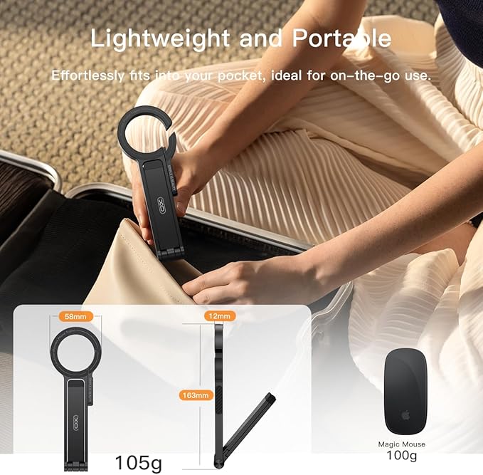 Magnetic Phone Tripod Stand for iPhone,Adjustable and Foldable Mini Pocket Tripod,Strong Magnet Selfie Stick Stand for iPhone 16/15/14/13/12 and Mag Safe Cases