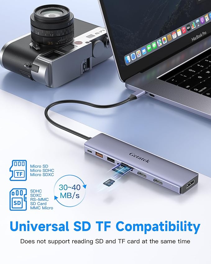 10Gbps USB C Hub, USB-C Laptop Docking Station, 8in1 Triple Display Docking Station for Dell Hp Lenovo Surface Windows (Dual HDMI+ DisplayPort + PD3.0 100W +SD TF Card Reader +10GB USB Port)