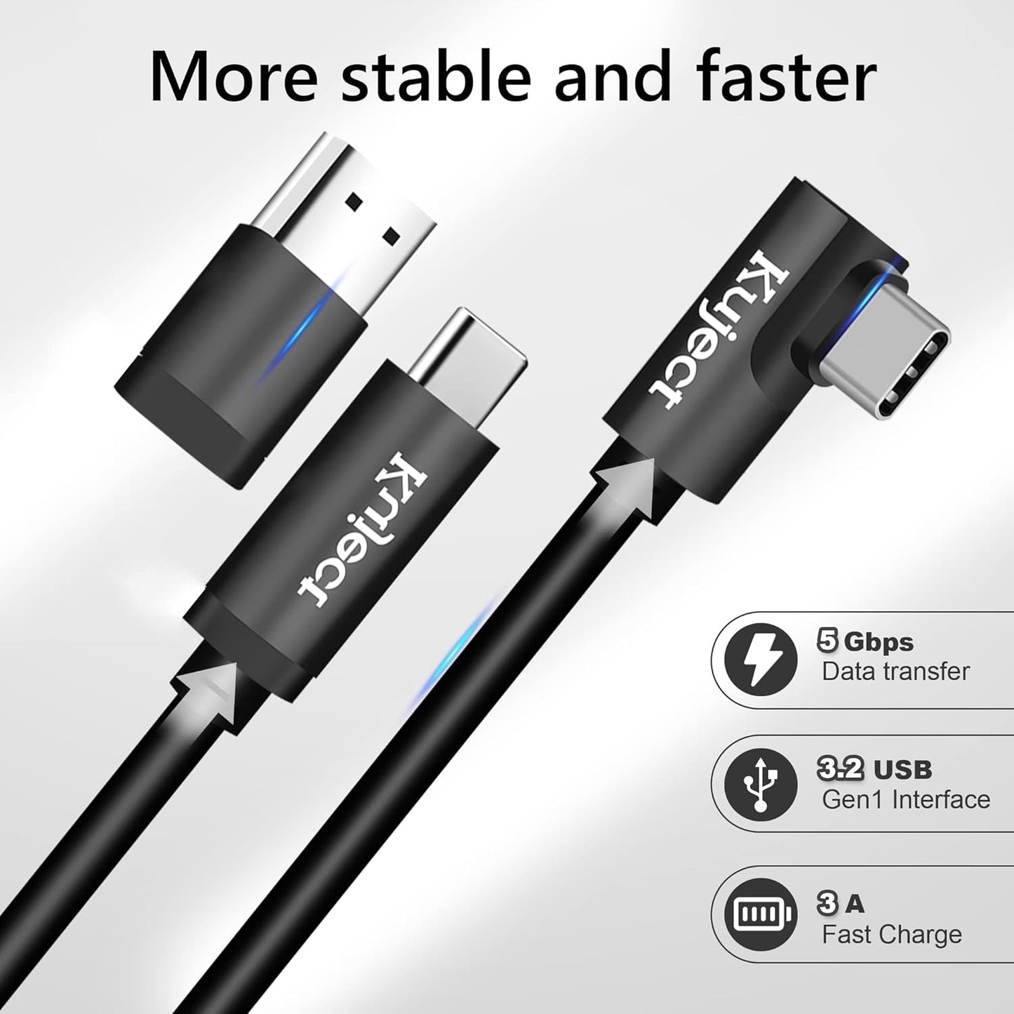 Kuject Link Cable 20FT Compatible for Quest 3S/3, Quest 2/Pro, Pico 4, VR Headset Accessories Cable for Rift S/Steam VR Games, USB 3.0 Type C to C High Speed Data Transfer Charging Cord for Gaming PC