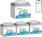 Redodo Smart Bluetooth 12V 50Ah LiFePO4 Lithium Battery for Trolling Motor, Low-Temp Protection, 10 Years Lifetime, Lightweight & Portable Perfect for RV, Solar, Boat Marine and Camping 4 Pack