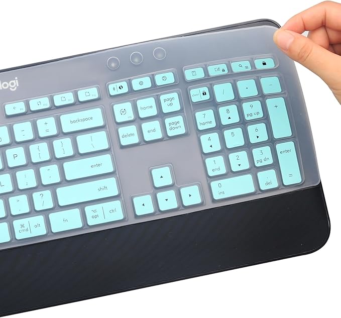 Keyboard Cover Skin for Logitech MK545 MK540 Wireless Keyboard, Logitech MK545 Keyboard Protector, Logitech MK540 Ultra Thin Desktop PC Silicone Clear Keyboard Skin Protector-Hotblue