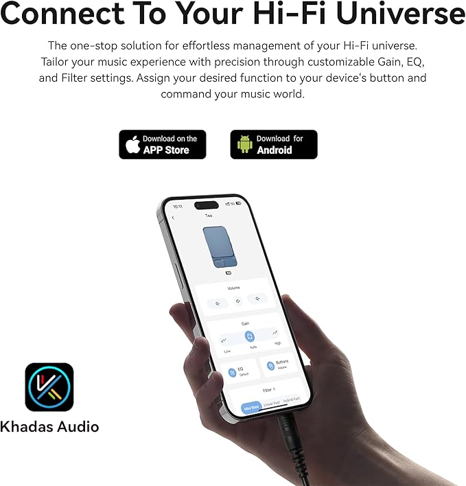 KHADAS Tea Portable Headphone Amplifier,DAC Magnetic Amplifier Bluetooth 5.0 HiFi Hi-Res USB DAC 32bit/384KHz, 1160mAh Battery ESS ES9281AC Pro Qualcomm QCC5125 LDAC/aptX HD, PCM, DSD, MQA(Grey)