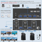 HDMI Displayport KVM Switch 3 Monitors 2 Computers 8K@60Hz/4K@144Hz, USB3.0 KVM Switches for 2 PC Sharing Triple Monitor and Keyboard Mouse with Power Adapter,Wired Extend Controller and USB3.0 Cables