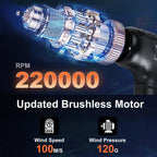 Compressed Air Duster, 220,000RPM Strong Compressed Air, Brushless Canned Air Duster for Computer with LED, 3 Speed Speed Mini Blower Air Blower for Car, Computer, Keyboard