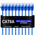 Rapink Patch Cables Cat6a 3ft (10 Pack) Slim, Cat6a Ethernet Patch Cable 10G Support, Snagless Cat 6 Patch Cable for Patch Panel to Switch, Flexiable Cat 6a Ethernet Cable with Gold Plated