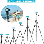 55" Phone Tripod, PHOPIK Aluminum Extendable Tripod Stand with Shutter, Carrying Bag, Compatible with iPhone/Android/Sport Camera&Insta 360 x5 Perfect for Video Recording/Selfies/Live Stream/Vlogging