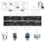 kvm Switch 1 Monitors 2 Computers 8K@60HZ，4K@120HZ，4 Port USB3.0（with 1 USB C,displayport kvm switches,dp kvm Switch 2 Computers 1 Monitor,Supports Multiple Operating Systems.