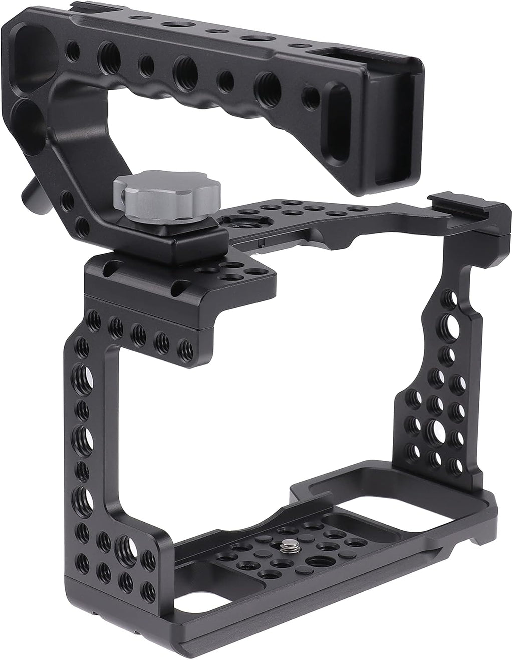 Hersmay A7III Cage with Top Handle, A9 Camera Cage for Sony A7III / A7RIII /A9 /A7II Mirrorless Camera, Multiple 1/4" 3/8" Screw Holes for Vlogging Video Shooting Filmmaking Rig