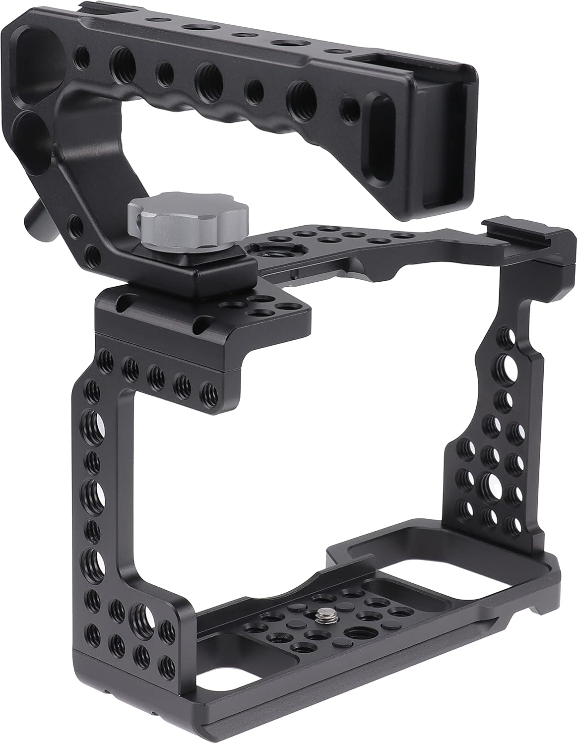 Hersmay A7III Cage with Top Handle, A9 Camera Cage for Sony A7III / A7RIII /A9 /A7II Mirrorless Camera, Multiple 1/4" 3/8" Screw Holes for Vlogging Video Shooting Filmmaking Rig