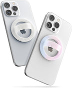 2-Pack Magnetic Phone Grip Holders Compatible with MagSafe, Soft-Touch Silicone Finger Loops for iPhone, Comfortable and Secure Fit (Clear Sparkle & Gradient Dream)