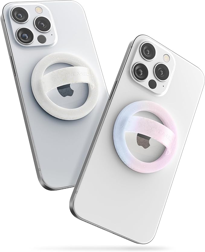 2-Pack Magnetic Phone Grip Holders Compatible with MagSafe, Soft-Touch Silicone Finger Loops for iPhone, Comfortable and Secure Fit (Clear Sparkle & Gradient Dream)
