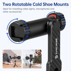 SYNCWIRE Tripod Phone Mount, Universal Smartphone Mount Adapter with 2 Cold Shoe and 1/4" Screw, 360° Rotates and 180° Tilts Adjustable Cell Phone Clamp Holder for Enhancing Mobile Photography Setup