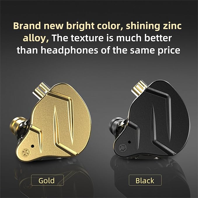 KZ ZSN PRO X in Ear Monitor Headphones Gaming Earbuds, High Fidelity Wired Earbuds, Hybrid Dual Driver IEMS Earphones with 1BA 1DD Detachable Tangle-Free Cable for Computer Tablet (Gold, Without Mic)