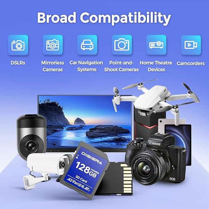 128GB CS100 SDXC UHS-I Memory Card - up to 100MB/s, C10, U3, V30, 4K UHD, SD Card for Computers, Digital Cameras, Home Theatre Devices, Car Navigation Systems (1 Pack)