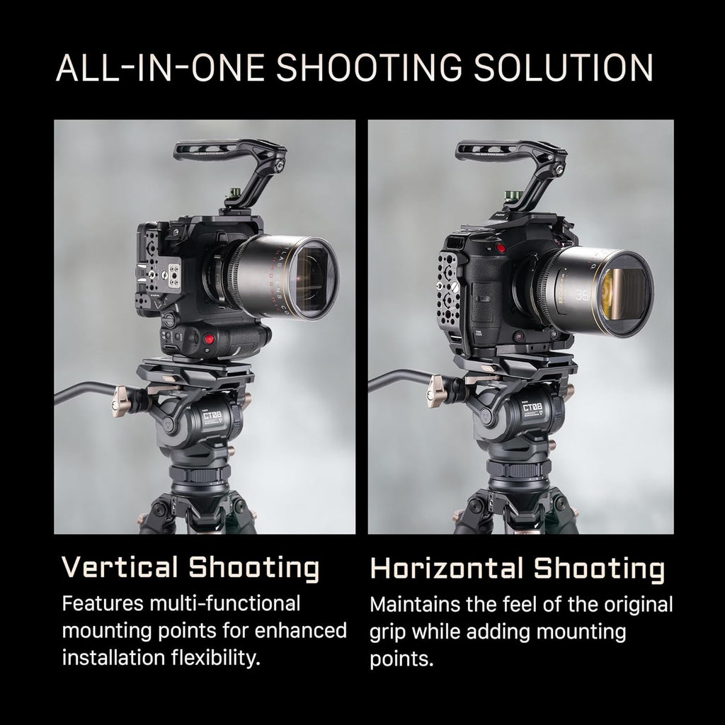 Tilta Camera Cage Compatible with Canon C80 Advanced Kit | Includes Tilta Xeno NATO Side Handle, 15mm LWS Baseplate, Aluminum Rods & Button Extensions | NATO, Cold Shoe, 1/4"-20 & 3/8"-16 Threads