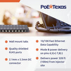 PoE Texas 8 Port Injector - 10/100 Passive Power Over Ethernet With 48V 60W UL Power Supply - 802.3af for VoIP Phones, WiFi Access Points, IP Cameras - Add to A Non-PoE Switch