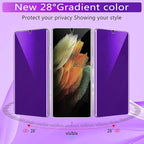 [2+2 Pack] Lesakit Anti-Blue Light Privacy Screen Protector for Samsung Galaxy S21 Ultra 6.8 inch with 2 Pack Camera Lens Protector, [Support Fingerprint ID] Anti Spy TPU Flexible Screen Protector- Purple