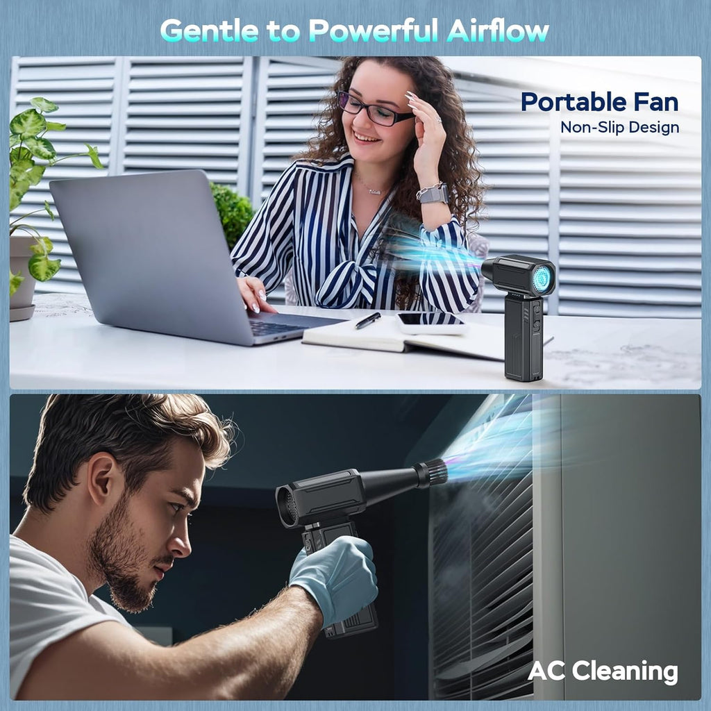 Compressed Air Duster,130000RPM Electric Duster,Stepless Speed Mini Air Blower,Replace Canned Air Duster,Cordless Rechargeable Jet Fan Blower for Keyboard Computer Car Cleaning Dry-Dark Gray