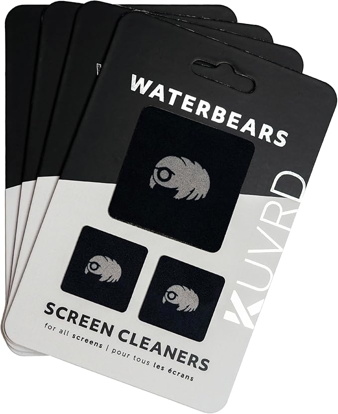 KUVRD Waterbear - Universal Screen Cleaners - Teeny Tiny Cleaning Tools for Your Lenses & Screens - 4-Pack - (4-PAD Sets)