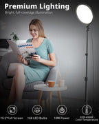 UBeesize 10" LED Light with 62" Tripod Stand, Phone Holder & Remote for iPhone, Video, TikTok, YouTube, Live Streaming, Makeup