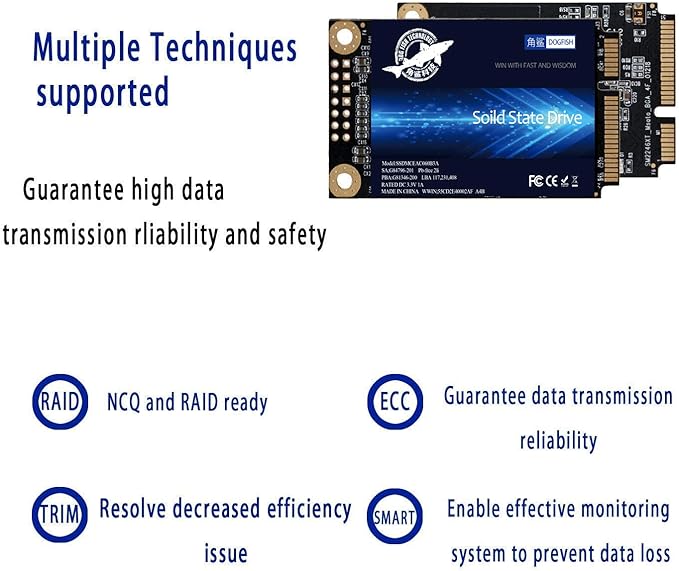 SSD mSATA 60GB Dogfish Internal Solid State Drive High Performance Hard Drive for Desktop Laptop SATA III 6Gb/s mini sata ssd(60GB MSATA)