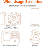 Amazon Basics Portable and Flexible Tripod with Wireless Remote and Smartphone Clamp, 10-inch long, Black