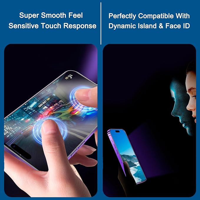 2 Pack Matte Privacy Screen Protector for iPhone 14 Pro 6.1", [Auto-Dust Removal and Auto-Alignment] Anti-Spy Anti-Glare Anti-Fingerprint Tempered Glass Film, Smooth & Sensitive Touch