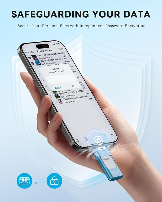 Apple MFi Certified 512GB Flash Drive for iPhone Thumb Drive Photo Stick, USB Memory Stick iPhone Flash Drive for Photos Videos, High Speed Jump Drive Compatible for iPhone/iPad/Android/PC (Blue)