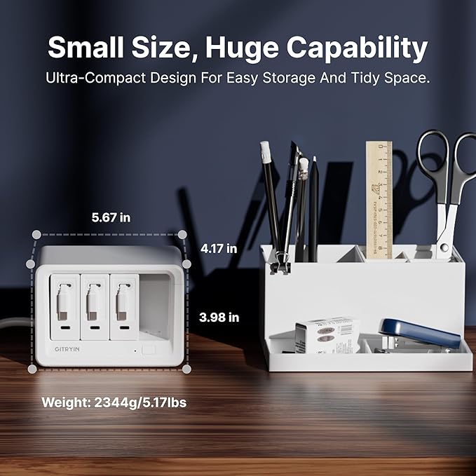 11-in-1 Desktop Charging Station with 3 Retractable Wall Chargers, 40W USB-C Power Strip with 5 AC, 3 USB C, 3 Type-C 31.5in Cables, Extension Cord with 1020J Surge Protection for Home Office