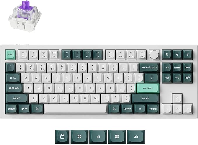 Keychron Q3 HE Wireless Custom Mechanical Keyboard, 2.4 GHz/Bluetooth/Wired QMK Rapid Trigger 80% TKL Hot-Swappable Programmable RGB Gateron Double-Rail Magnetic Switches for Mac Windows, Shell White