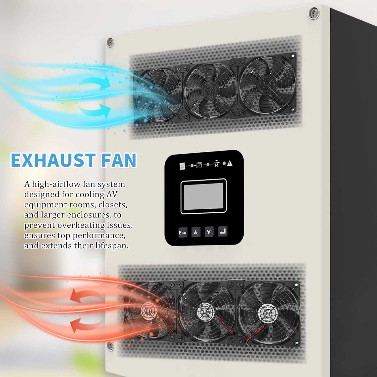 3X 120mm Computer Fan with AC Plug, AC 110V 120V 220V 240V Cabinet Cooling Fan with Speed Controller, Cooling for Windows, Plant Cabinet, Crawl Space, Basement, Laundry Room, Garage, Attic