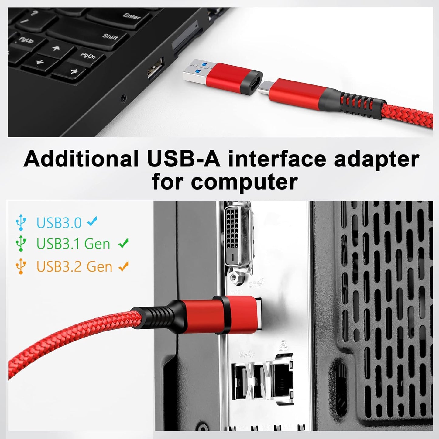 Kuject Link Cable 20FT Compatible for Quest 3S/3, Quest 2/Pro, Pico 4, Nylon Braided Accessories for Rift S/Steam VR Games, USB 3.0 Type C to C High Speed Data Transfer Cord for Gaming PC, Red