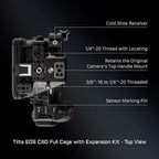 Tilta Camera Cage Compatible with Canon C80 Advanced Kit | Includes Tilta Xeno NATO Side Handle, 15mm LWS Baseplate, Aluminum Rods & Button Extensions | NATO, Cold Shoe, 1/4"-20 & 3/8"-16 Threads