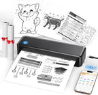 Portable Printer Wireless for Travel, Inkless Thermal Printer Supports 8.5 x 11 Inch Thermal Paper, Bluetooth Compatible with iOS, Android, Laptop Includes 2 Rolls & 10 Sheets of Paper Kit