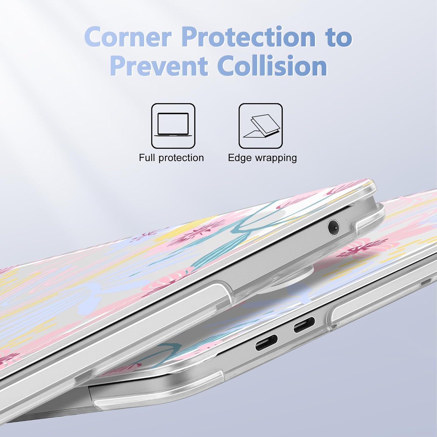Case for MacBook Pro 13 inch with/Without Touch Bar (2016-2022, M2 A2338 M1 A2289 A2251 A2159 A1989 A1706 A1708), Hard Shell + Keyboard Cover + Dust Plug, Florals