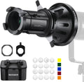 NEEWER Spotlight Snoot with 40° Projection Lens, Adjustable Focus, 16 Metal Gobos 5 Color Gels, Bag, Conical Snoot for Bowens Mount LED Continuous Output Lighting Studio Video Light Up to 300W, LS-38