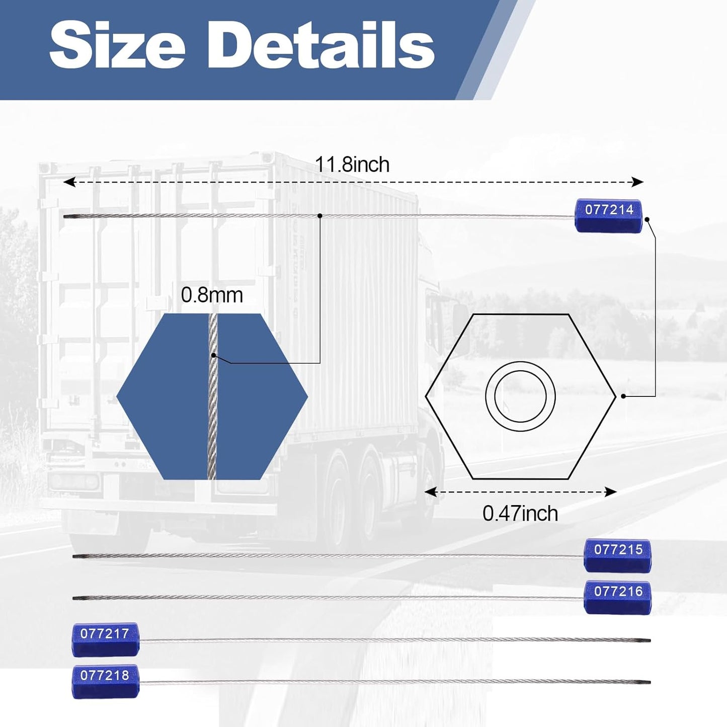 1200 Pieces Security Cable Seals, Metal Number Security Tags for Truck, Trailers, Cargo, Containers, Vans, Oil Tank, Milk Vehicle (Blue, 1200 Pack)