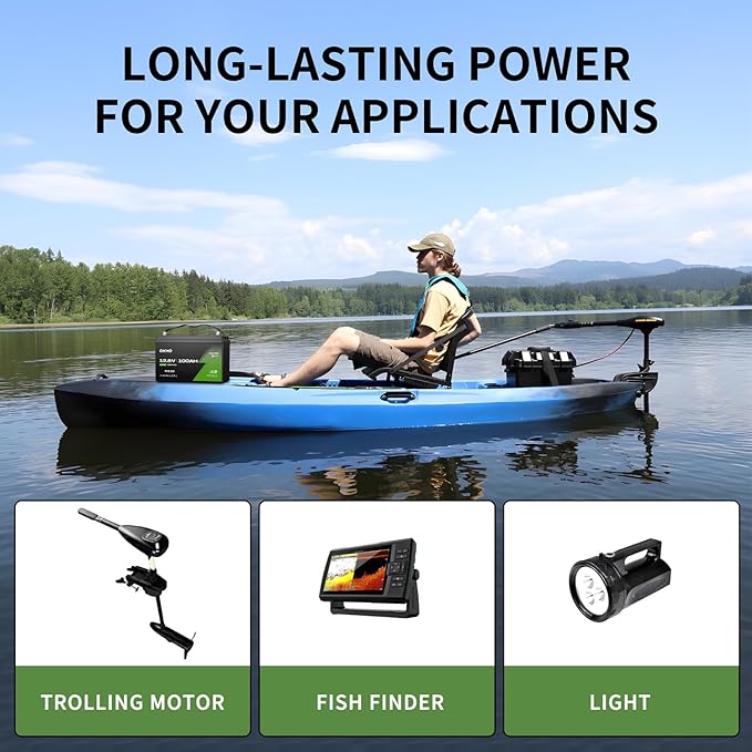 OKMO 12V 100Ah TM LiFePO4 Battery, Lithium Battery 150A BMS, 10 Years Lifetime 15000+ Deep Cycles,for Marine, RV, Trolling Motor, Boat, Camper, Solar Home Iron Phosphate, Low Temperature Protection