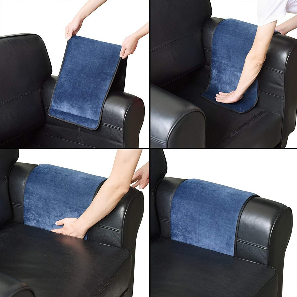Wanty Velvet Sofa Couch Chair Armrest Soft Caddy Organizer Holder for Remote Control, Cell Phone, Book, Pencil (Blue)
