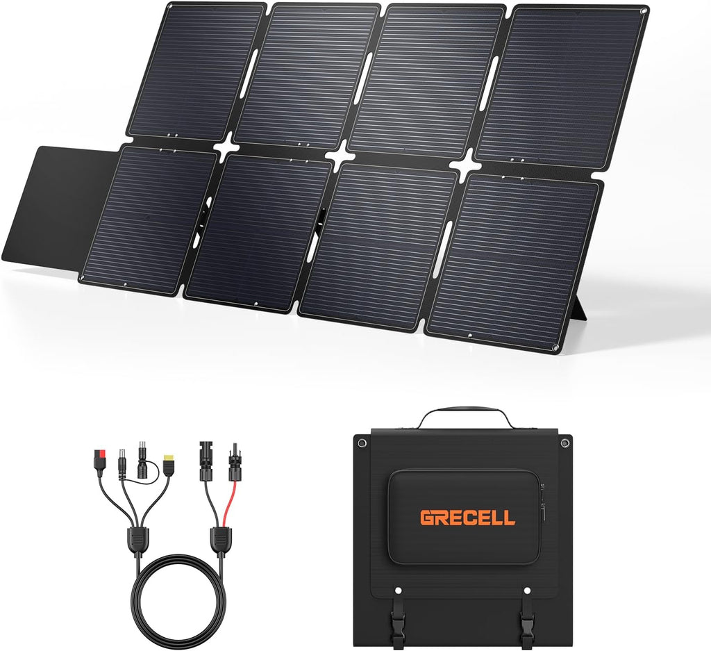 GRECELL 240W Portable Solar Panel for Power Station, Ultra Light Foldable Solar Panel Kit, 25% High Efficiency, IP65 Waterproof, Solar Charger for Outdoor Camping RV Boat Home Backup Power, Off-Grid